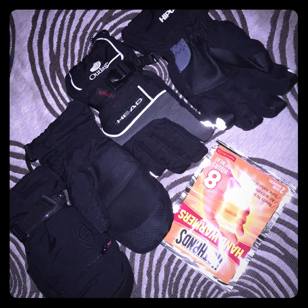 2 pair gloves with hand warmers
